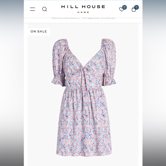 Hill House - The Ophelia Mini Dress - Pink Basketweave Vine - Picture 2 of 3